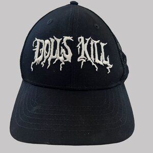 Dolls Kill Fashions Hat Cap Mens Snap Back Black White‎ Mesh Embroidered Logo